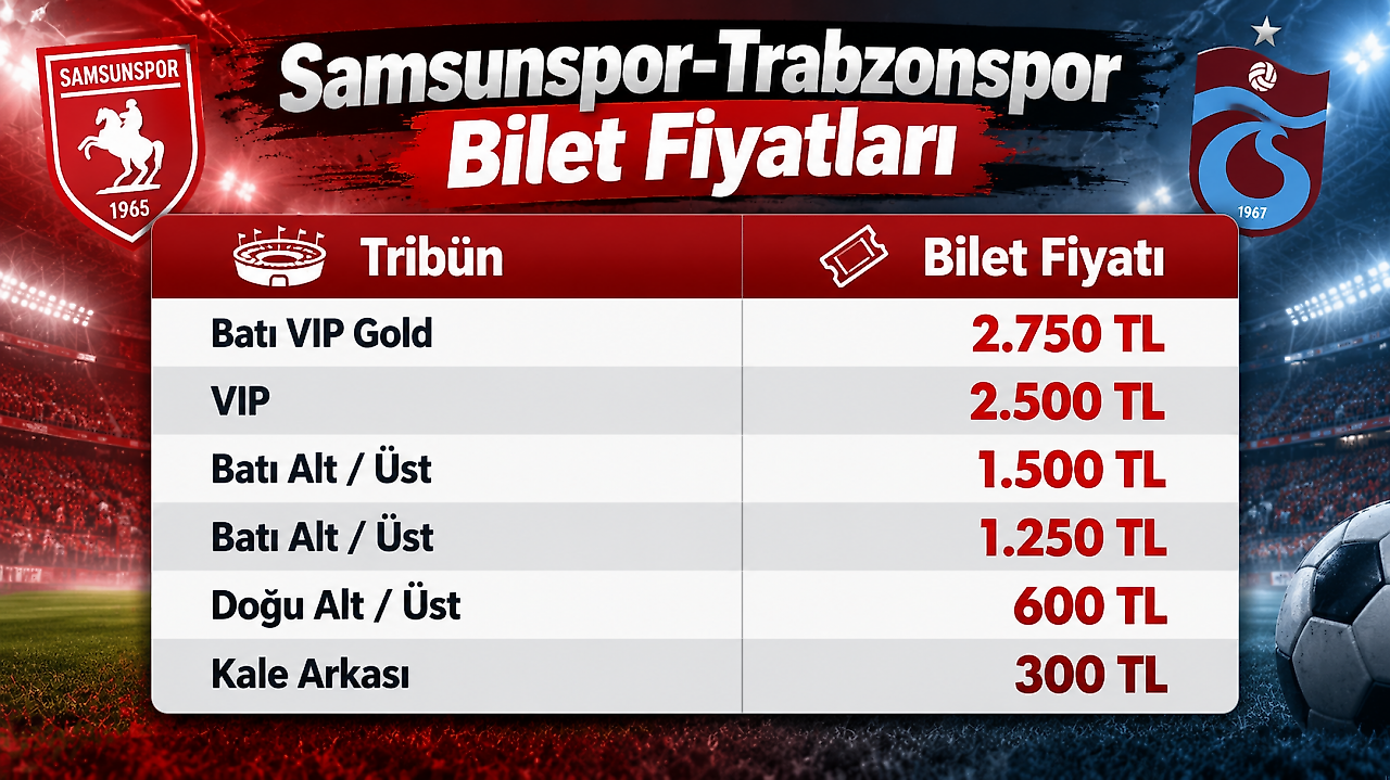 Samsunspor-Trabzonspor Biletleri Satışta: İşte Fiyatlar
