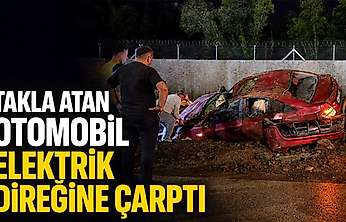 Samsun Çarşamba'da trafik kazası: Takla atan araç direğe çarptı