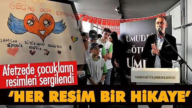 Afetzede çocukların resimleri sergilendi