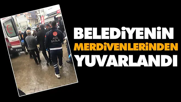 Salıpazarı'nda Belediyenin merdivenlerinden yuvarlanan kişi yaralandı.