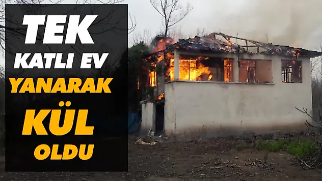 Tek Katlı Ev Yanarak Kül Oldu