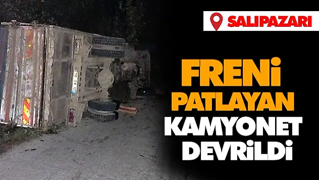 Freni Patlayan Kamyonet Devrildi