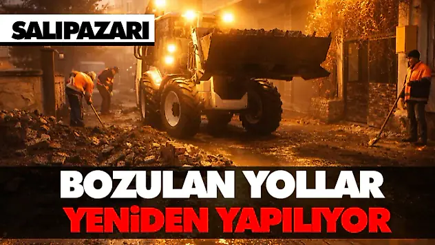 Salıpazarı'nda Bozulan Yollar Yeniden Yapılıyor