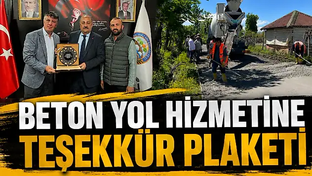 Beton Yol Hizmetine Teşekkür Plaketi