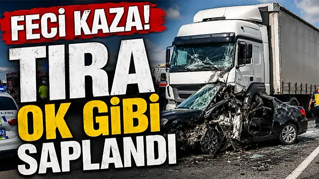 Feci Kaza! Tıra Ok Gibi Saplandı