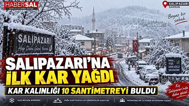 Salıpazarı'na İlk Kar Yağdı: Kar Kalınlığı 10 Santimetreyi Buldu