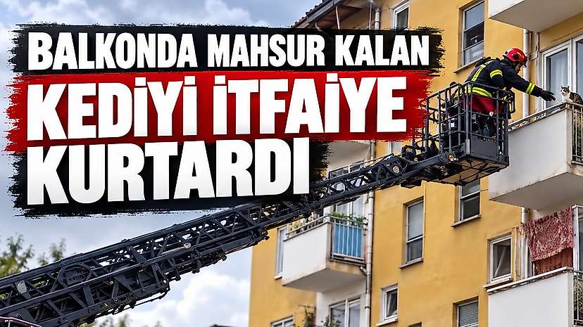 Balkonda Mahsur Kalan Kediyi İtfaiye Kurtardı