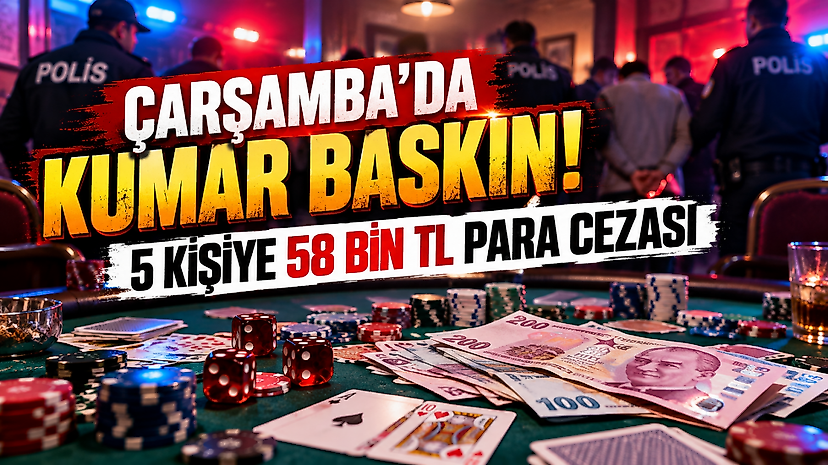 Çarşamba'da kumar baskını! 5 kişiye 58 bin TL para cezası