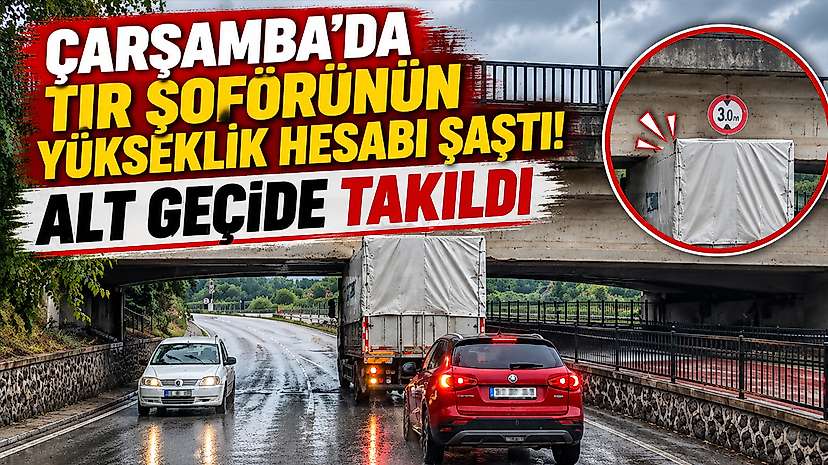 Çarşamba’da Tır Şoförünün Yükseklik Hesabı Şaştı!