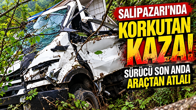 Salıpazarı'nda Korkutan Kaza! Sürücü Son Anda Araçtan Atladı